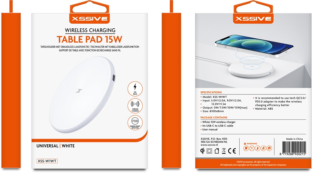 Xssive Wireless Charging Table Pad 15W XSS-W1WT - White-3