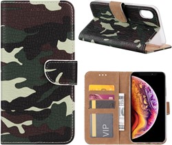 Book Case Apple iPhone X/XS - Camouflage Groen