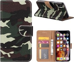 Book Case Apple iPhone XS Max - Camouflage Groen
