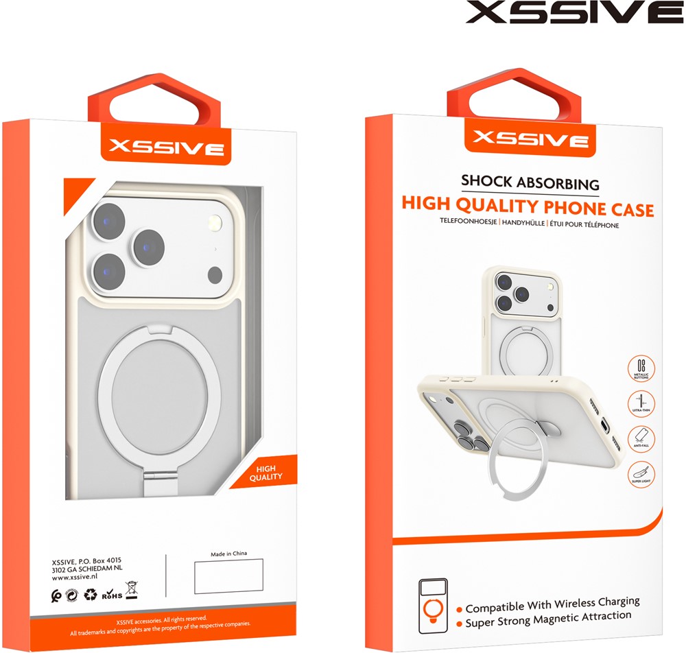 Xssive Back Case voor Magsafe Ronde Stand iPhone 17 - Cream-2