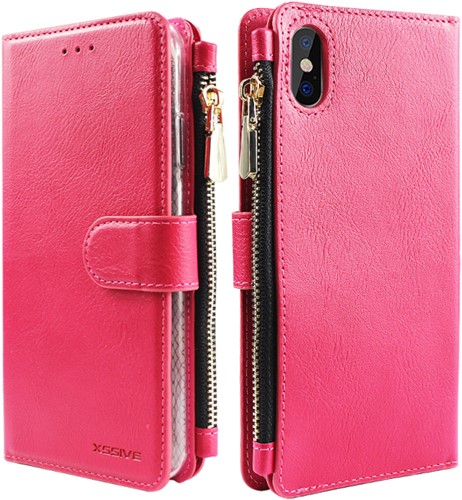 Xssive Wallet Zipper Book Case Apple iPhone XS Max - Pink