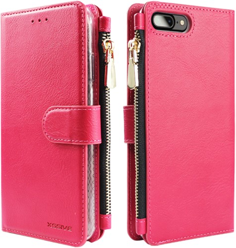 Xssive Wallet Zipper Book Case Apple iPhone 7 Plus/8 Plus - Pink