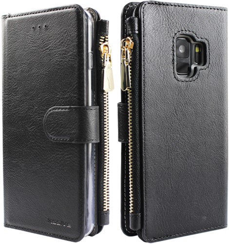 Xssive Wallet Zipper Book Case Samsung Galaxy S9 Plus - Zwart