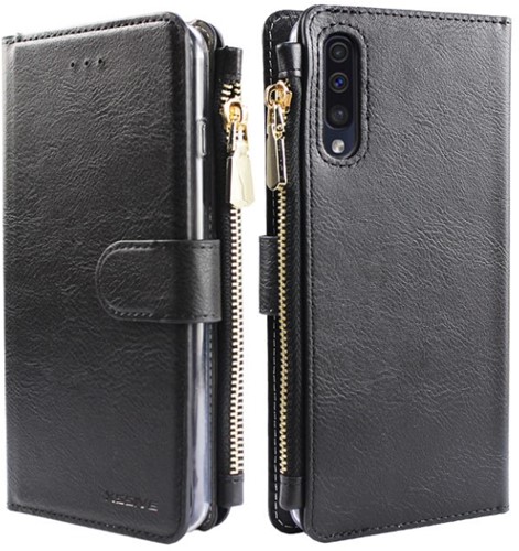 Xssive Wallet Zipper Book Case Samsung Galaxy A70 - Zwart