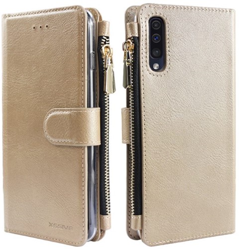 Xssive Wallet Zipper Book Case Samsung Galaxy A50 - Goud