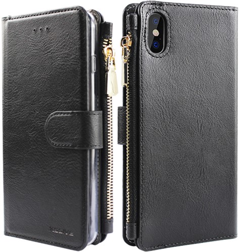 Xssive Wallet Zipper Book Case Apple iPhone XS Max - Zwart