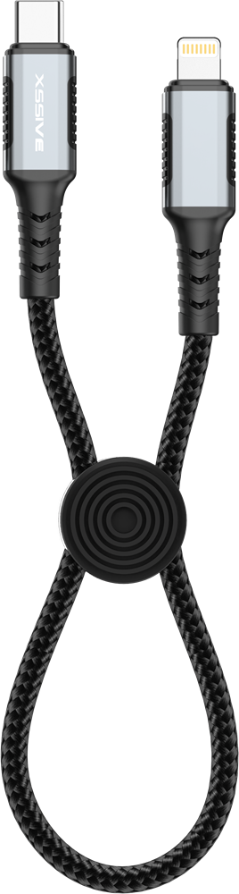 Xssive Braided Cable 30W USB-C to 8-Pin XSS-BR-CL-B-30CM - Zwart