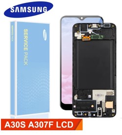 LCD Display Service Pack Galaxy A30s A307 GH82-21329A with Frame - Black