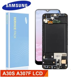 LCD Display Service Pack Galaxy A30s A307 GH82-21329A with Frame - Black