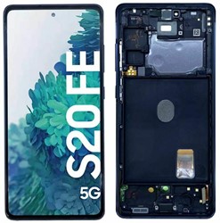 LCD Display Service Pack Galaxy S20FE G780 GH82-24220A with Frame - Blue (Black)