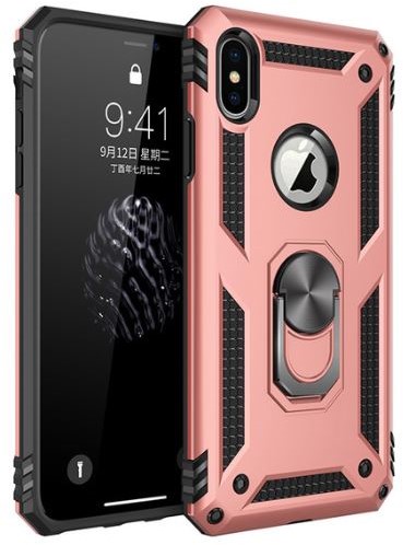 Anti Shock Back Case with Magnetic Ringholder iPhone X/XS - Rose Goud
