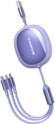 Xssive 3in1 Retractable Fast Charging Cable XSS-3IN1DESK2P - Purple