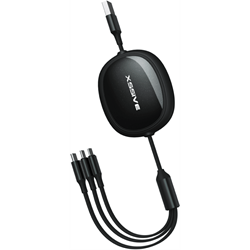 Xssive 3in1 Retractable Fast Charging Cable XSS-3IN1DESK2B - Zwart