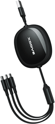Xssive 3in1 Aufrollbares Schnell Ladekabel XSS-3IN1DESK2B - Schwarz