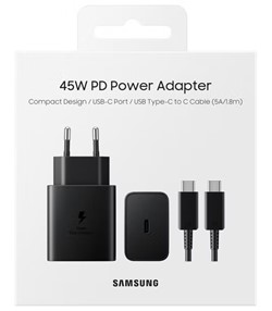 Samsung 45W Power Adapter with C-C Cable EP-T4511XBEGEU - Zwart 