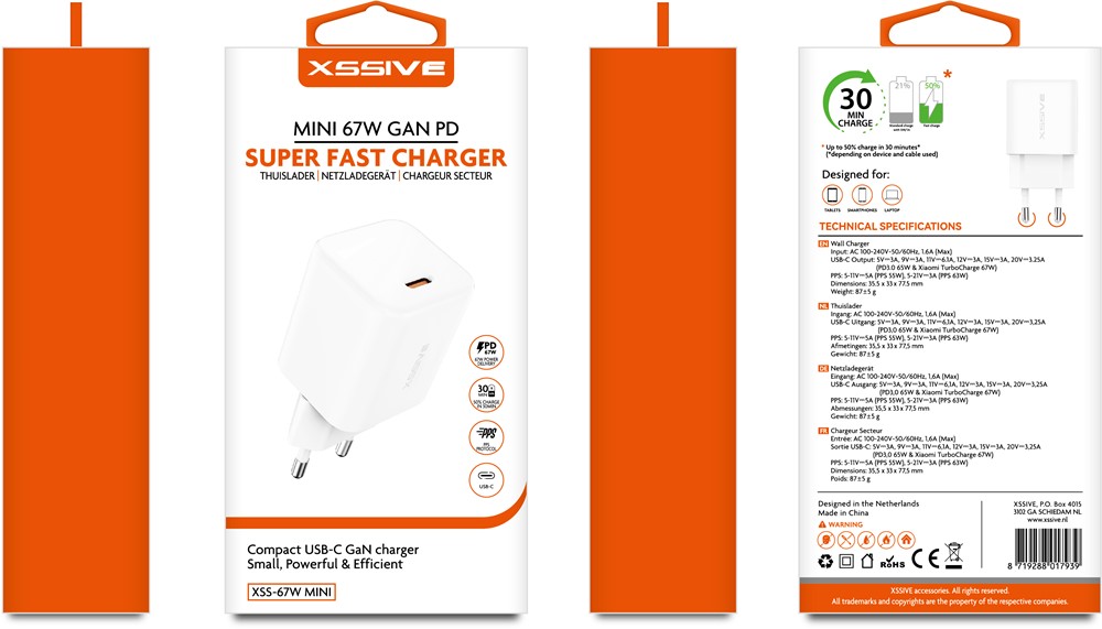 Xssive 67W GaN PD Super Fast Charger XSS-67W MINI-3