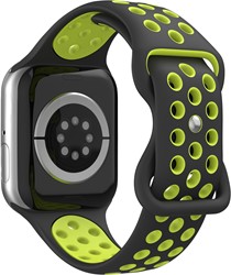 Xssive Honeycomb Silicone Watch Strap for Apple Watch 44/45/46/49mm - Zwart/Groen