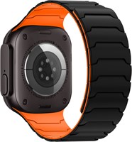 Xssive Magnetic Silicone Watch Strap for Apple Watch 38/40/41/42mm - Zwart/Oranje