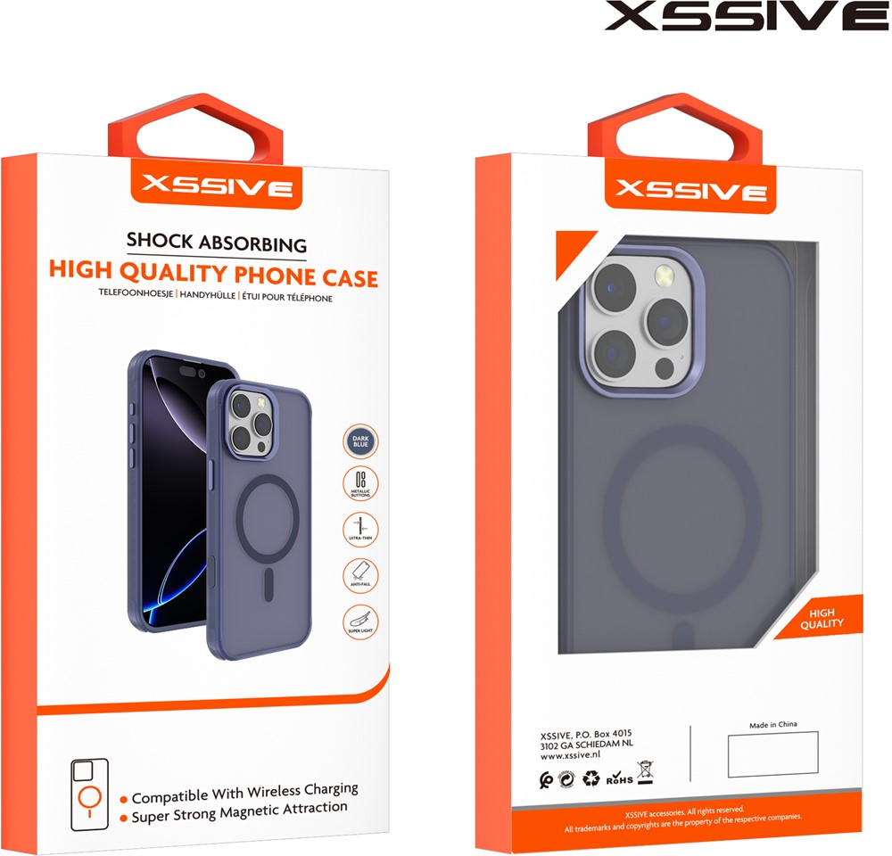 Xssive Back Case Color Clear Serie voor Magsafe iPhone 16 Plus - Donker Blauw-3