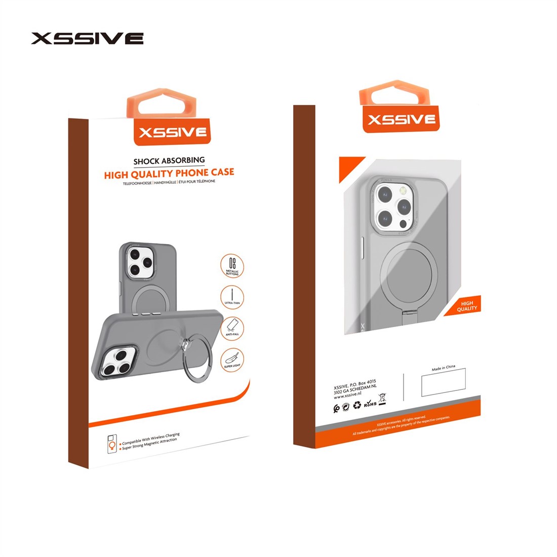 Xssive Back Case voor Magsafe Ronde Stand iPhone 16 Pro - Grijs ...