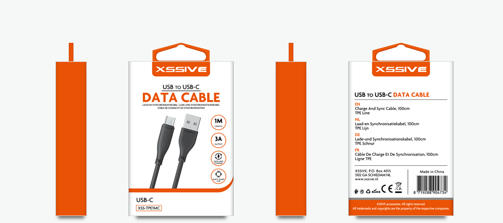 Xssive USB Cable Type-C 1m XSS-TPE1MC (Small Box) - Black-2