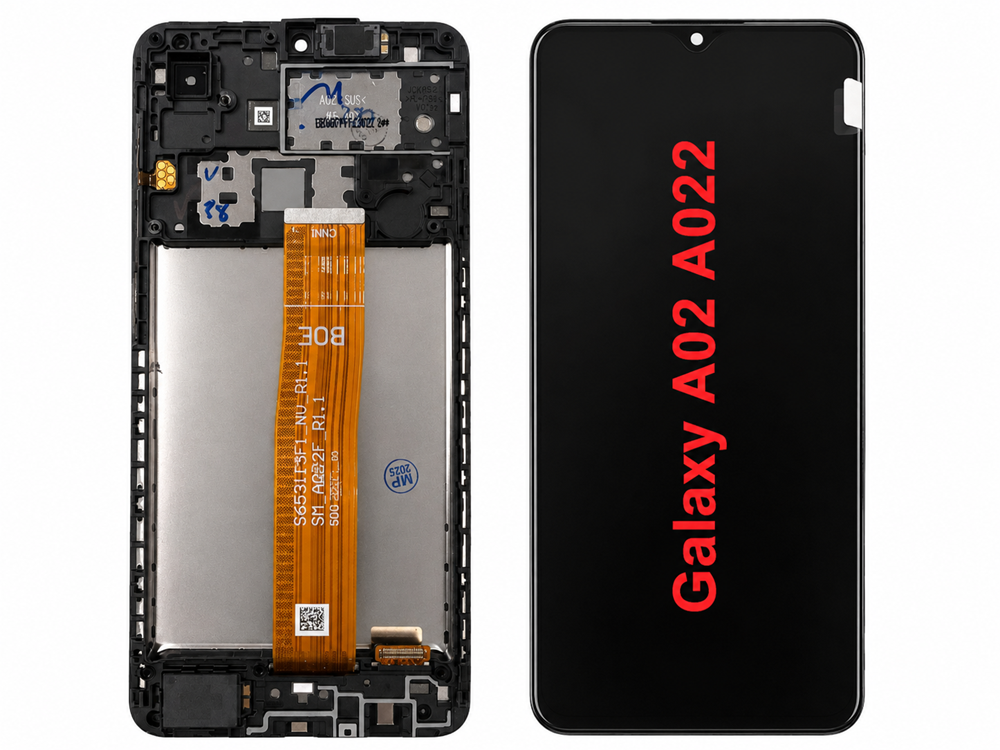 LCD Display Service Pack Galaxy A02 A022 with Frame GH82-25250A - Zwart