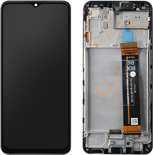 LCD Display Galaxy A23 5G A236 with Frame New/ORG - Zwart