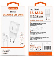 Xssive Travel Charger 1A met USB-C Cable XSS-AC52C - White-2