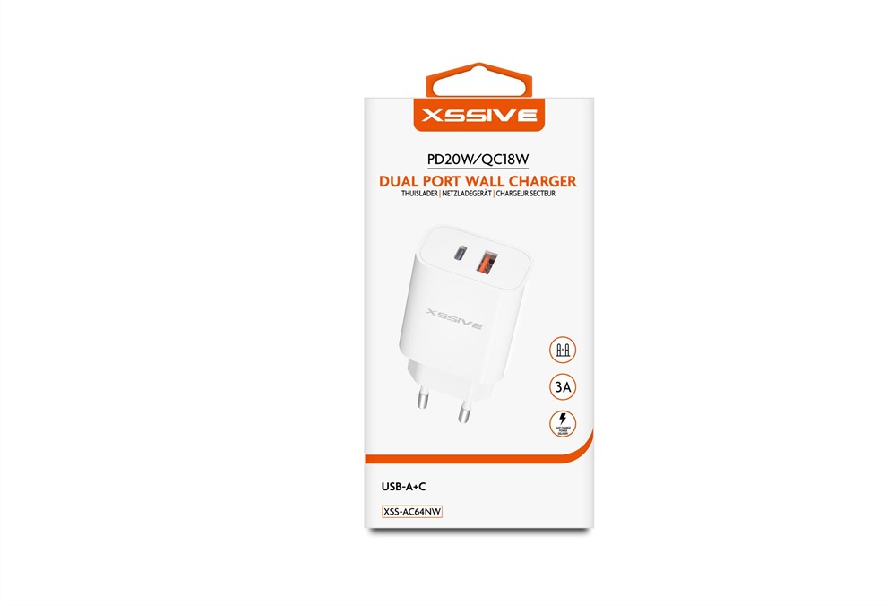 Xssive PD 20W/QC18W Dual Port Wall Charger XSS-AC64NW - White-2