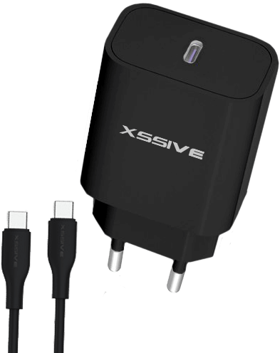 Xssive PD 20W Quick Charger+C-C Kabel XSS-AC65NB CC - Zwart