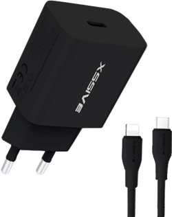 Xssive PD 20W 2in1 Charger+Cable Type-C to iPhone AC65NB CL - Black