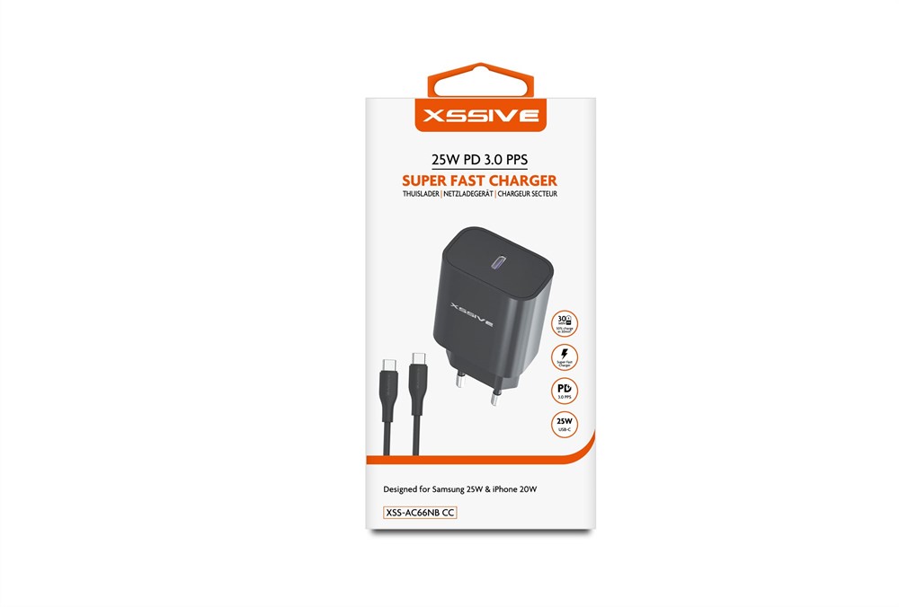 Xssive 25W PD3.0 Super Fast Charger with C-C Cable XSS-AC66NB -Black-2