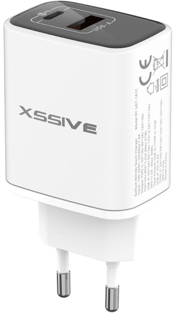 Xssive GaN 67W PDW Quick Charger XSS-AC72CA - White