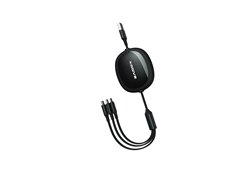 3in1 Retractable Fast Charging Cable XSS-3IN1DESK2B - Zwart