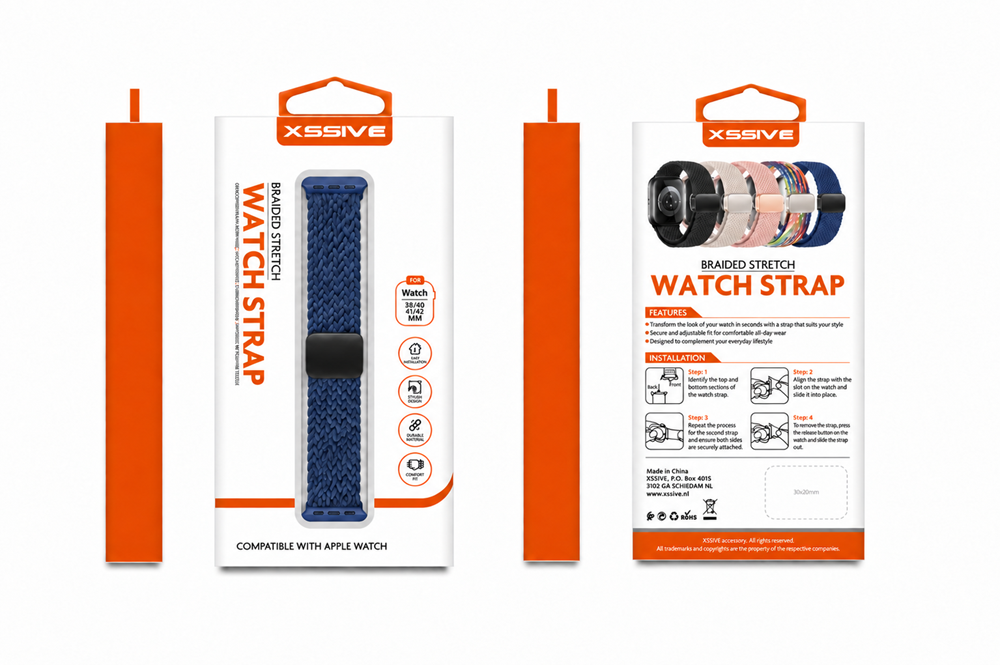Xssive Braided Stretch Watch Strap for Apple Watch 38/40/41/42mm - Blauw-2