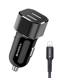 Xssive C29N Duo Car Charger + USB for iPhone 2.4A - Black