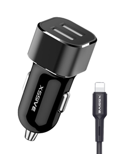 Xssive C29N Duo Car Charger + USB for iPhone 2.4A - Zwart