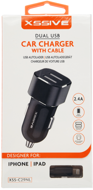 Xssive C29N Duo Car Charger + USB for iPhone 2.4A - Zwart-2