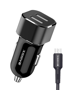 Xssive C29N Duo Car Charger + Micro Cable 2.4A - Zwart