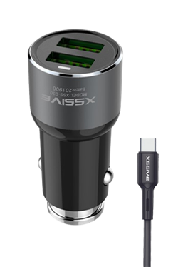Xssive C30C Duo Car Adapter+Type-C Cable 3.6A - Black