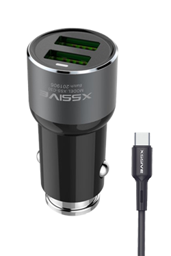 C30C Duo Car Adapter+Type-C Cable 3.6A - Zwart