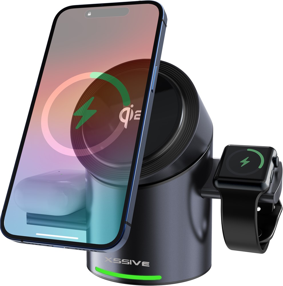 Xssive 3in1 Magnetic QI2 Wireless Charger XSS-STAND13-2