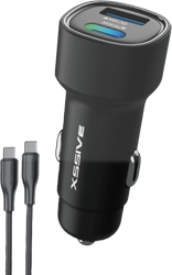 Xssive 48W QC3.0 Fast Car Charger with C-C Cable XSS-CC40C - Zwart