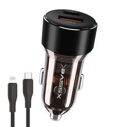 Xssive 60W Fast Car Charger with Type-C to 8 Pin Cable XSS-CC40N CL
