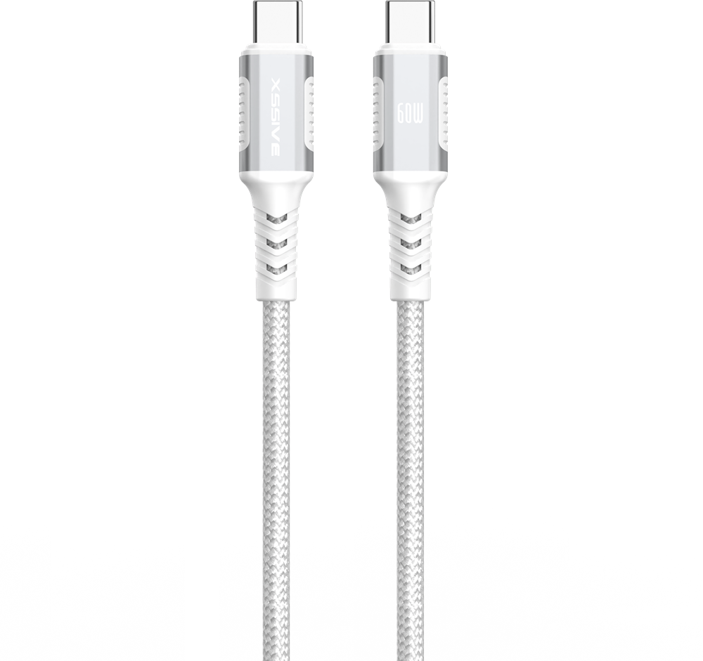 Xssive Braided USB-C to USB-C Cable 1m XSS-BR-CC-W-1M - Wit