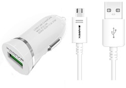 Xssive Car Charger with Micro Cable - White