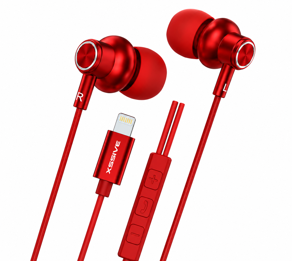 Xssive 8-Pin In-Ear Stereo Earphones for iPhone XSS-EP26R - Rood
