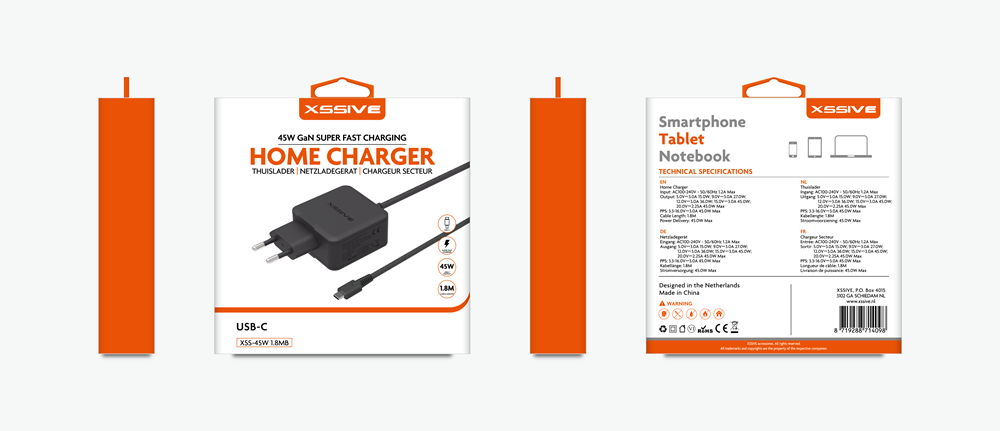 Xssive 45W GAN Super Fast Charging XSS-45W 1.8MB - Black-2