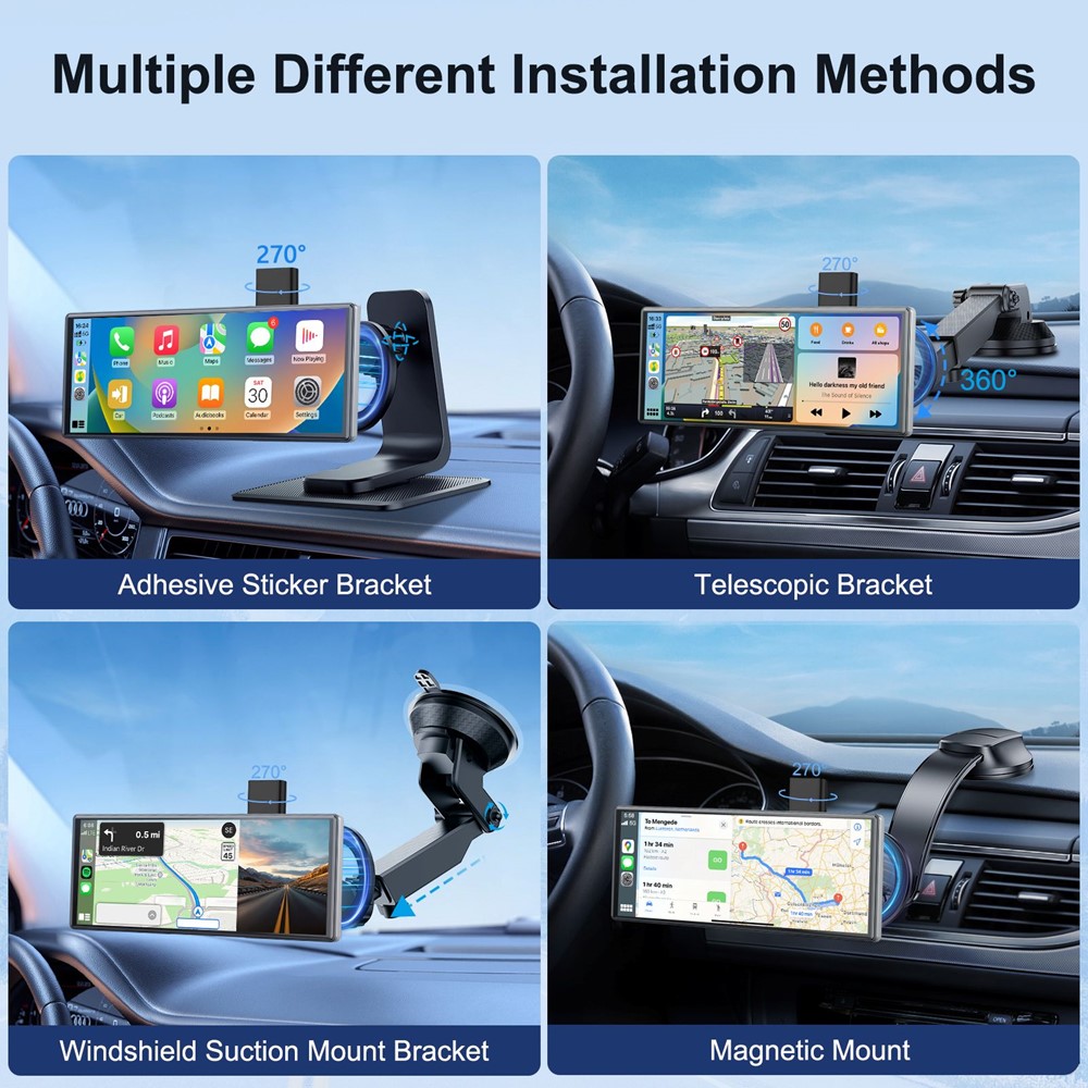Xssive 10" Wireless Car Display with Built-in Dash Cam XSS-CPD02-3