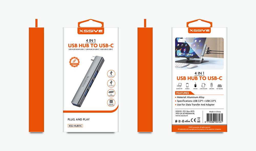 Xssive 4in1 USB Hub to USB-C XSS-HUB11C-2